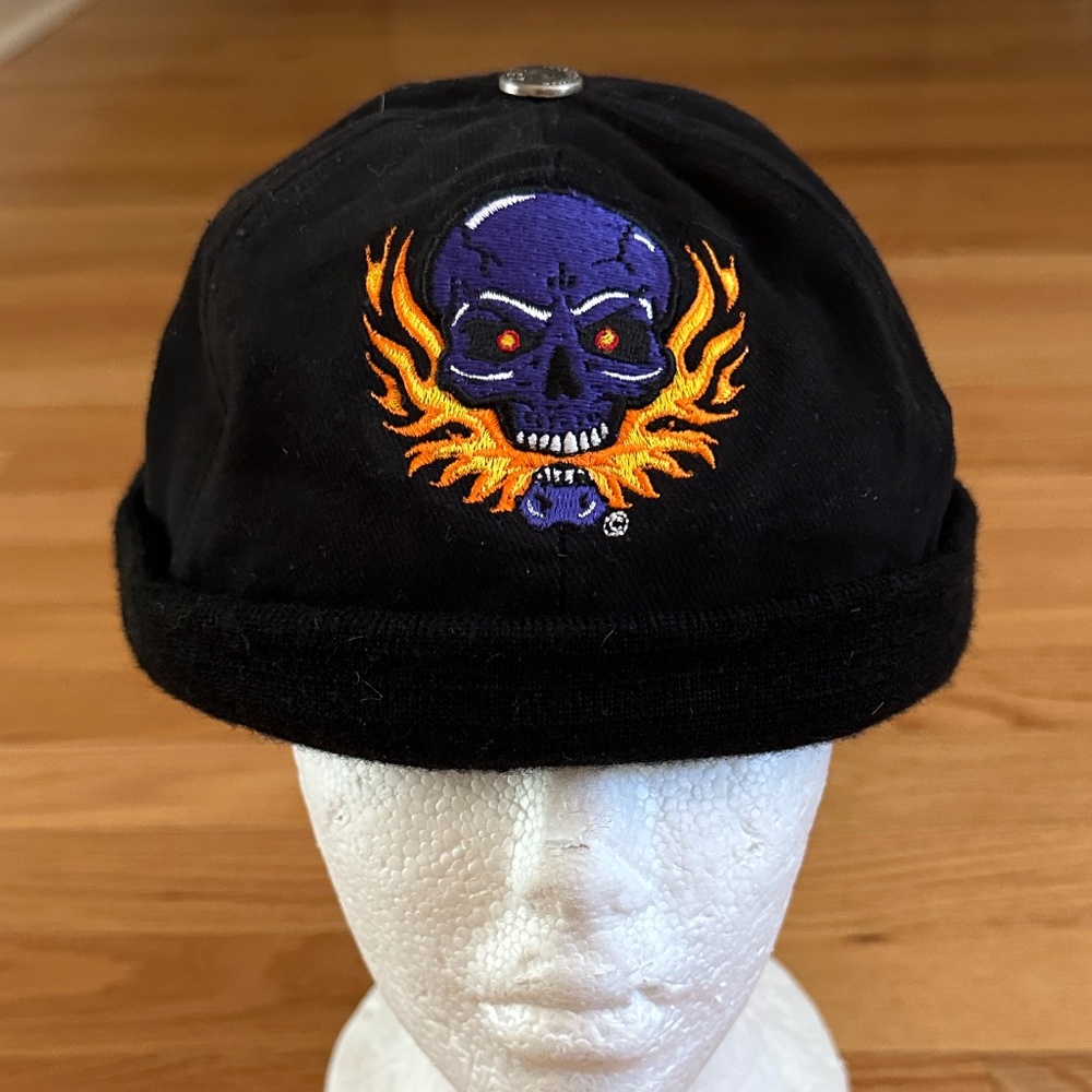 Skull Cap Black Fire Eater Skull Hat